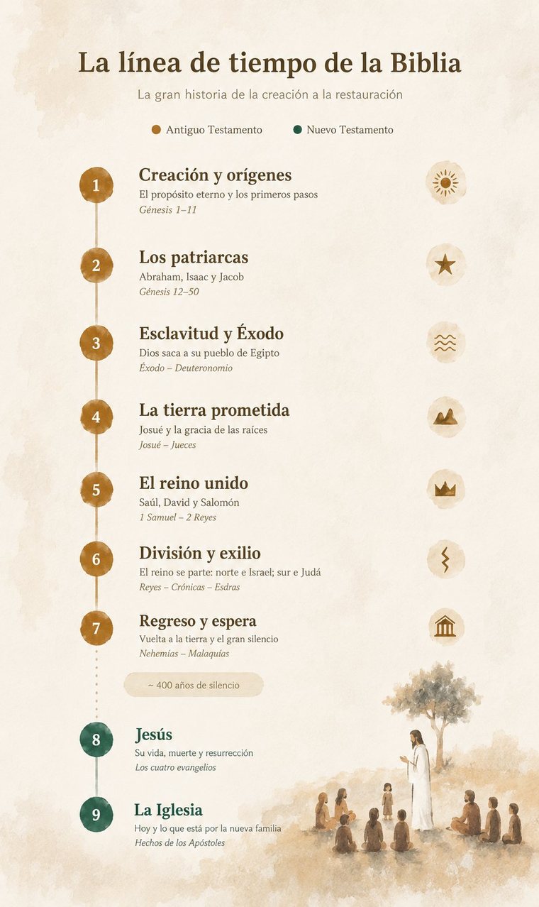 La línea de tiempo de la Biblia, de la creación a la Iglesia
